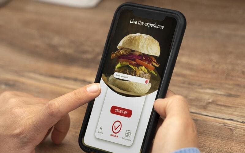 woman ordering takeaway food smartphone